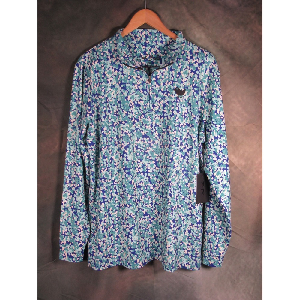 Bad Birdie Liquid Courage Mens Large Quarter Zip Pullover Teal Blue Golf Top